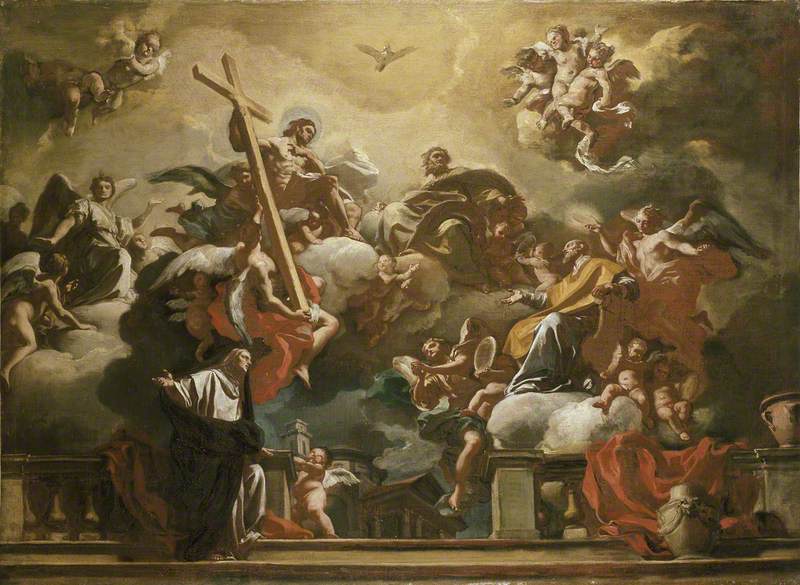 Solimena, Francesco, 1657-1747; The Holy Trinity with St Philip Neri in Glory